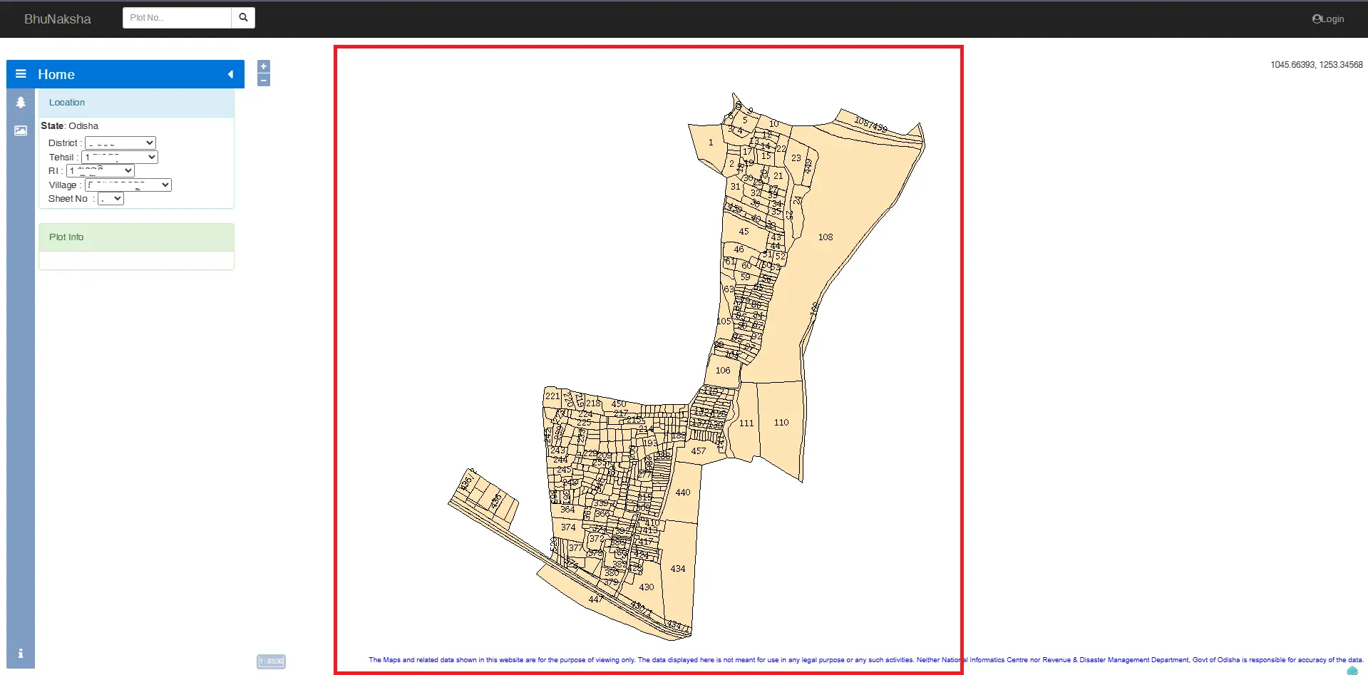 Step 4: Bhulekh Naksha Map देखें - जमीन की boundary, plot layout और village map